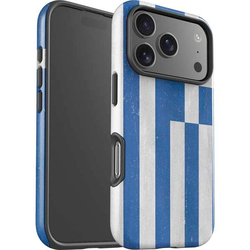 Greece Flag Distressed iPhone 17 Pro Max Impact Case